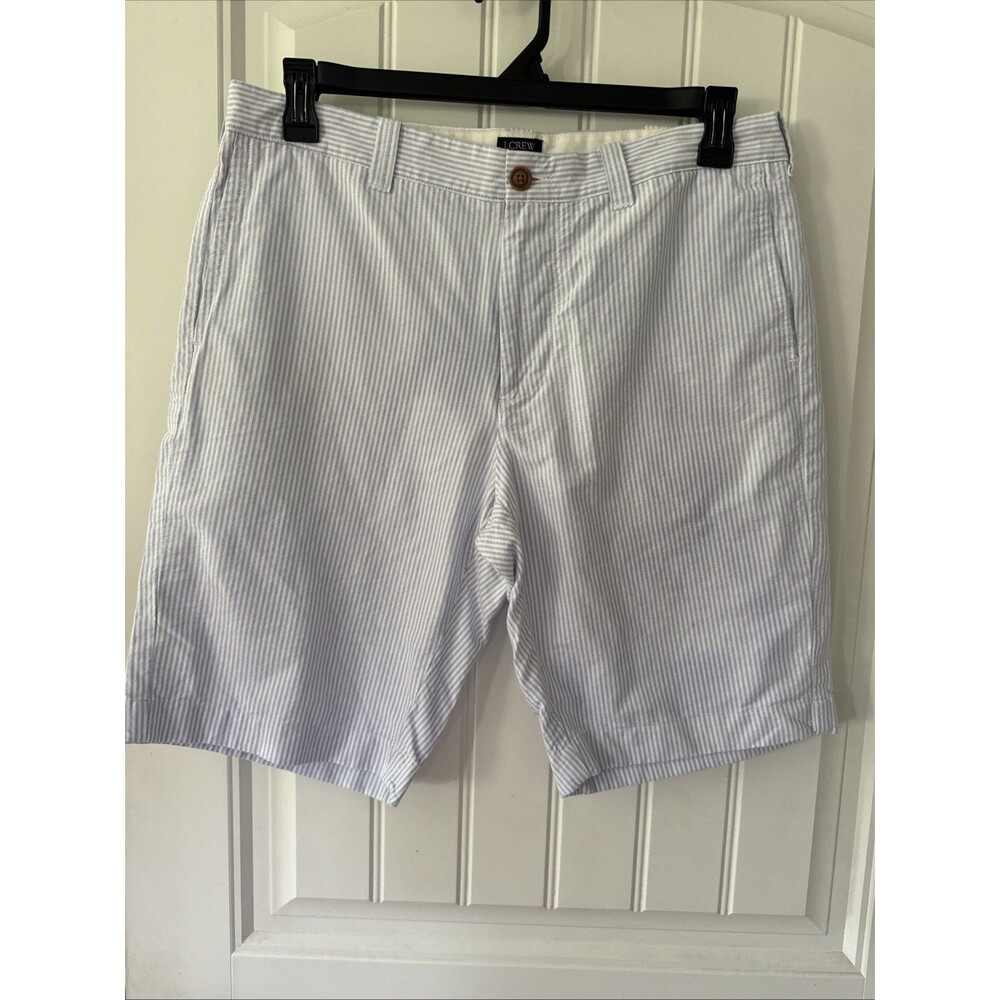 J Crew Pale Blue Seersucker Shorts Rivington 11" Size 34 Preppy Ivy League